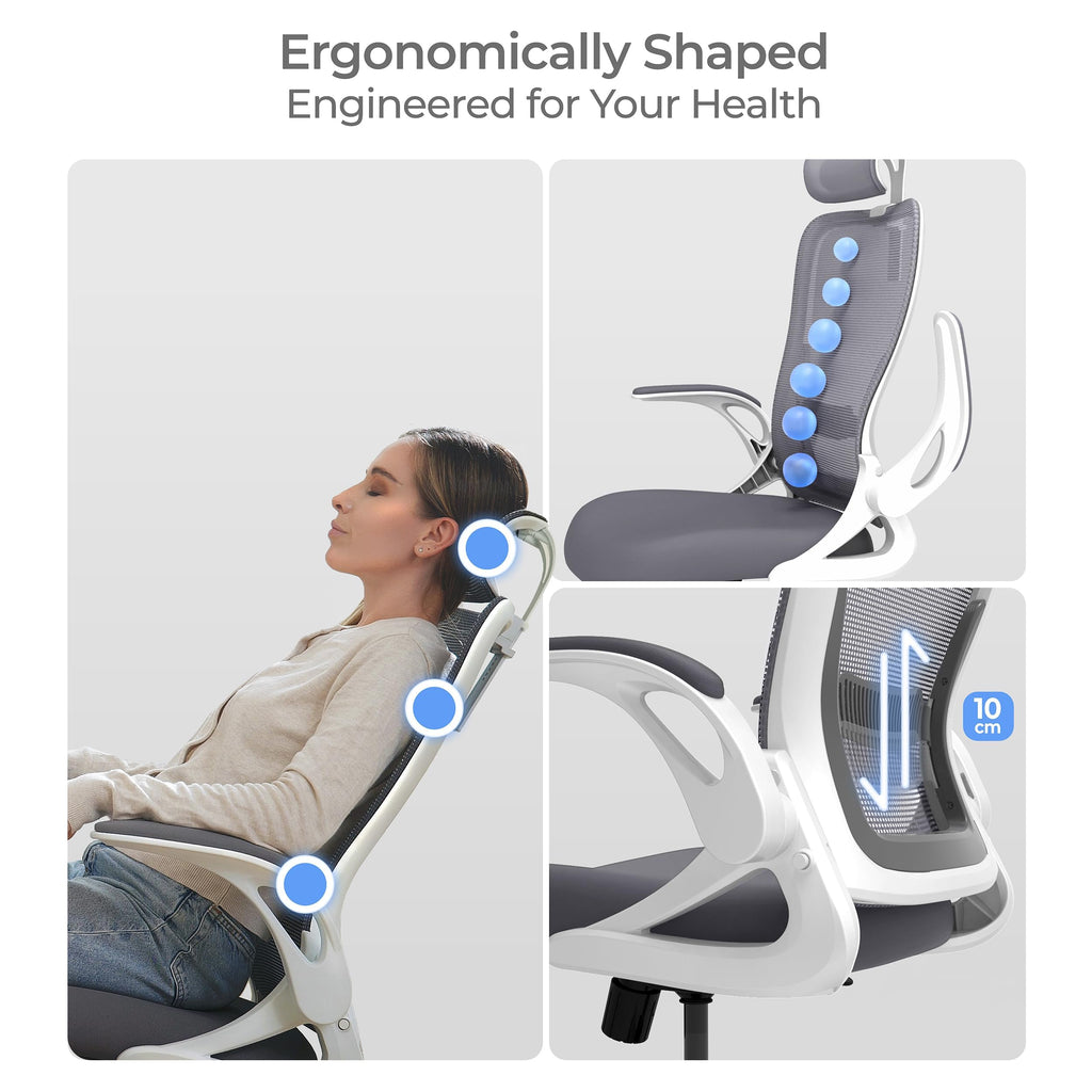 Model U | Folding Office Chair for Small Spaces | Ergonomic Design with High Rebound Mesh | Computer Desk Chair for Gaming | For Adults & Kids | Foldable & Compact with Flip Up Arms