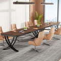 6.5FT Conference Table for 6-8 People, 78 inch Long Rectangular Seminar Table with Strong Metal Frame, Business Furniture Boardroom Desk for Office Meeting Conference Room (2PCS, Brown)