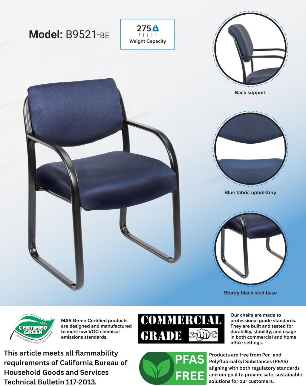 Fabric Guest Chair in Blue