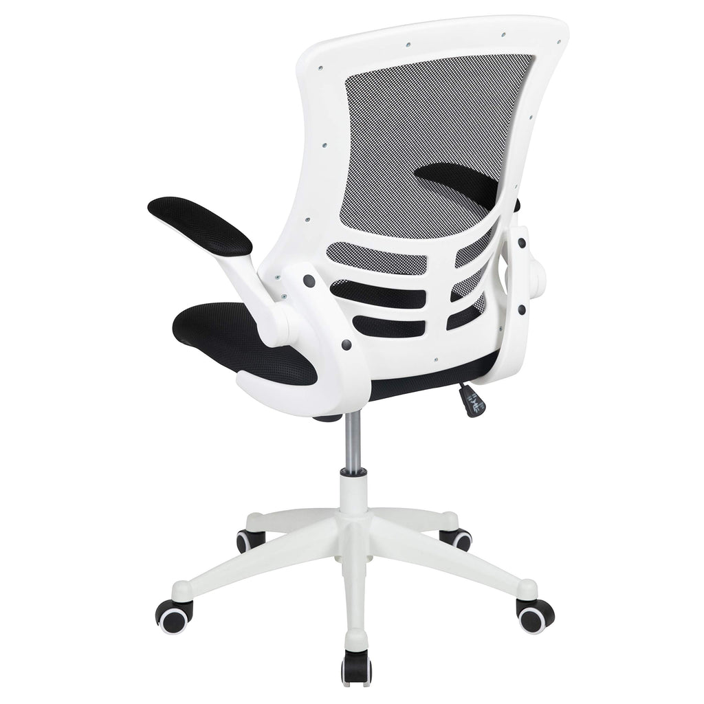 Office Chair, Ergonomic, Mid-Back, White Frame, Black Mesh with Swivel