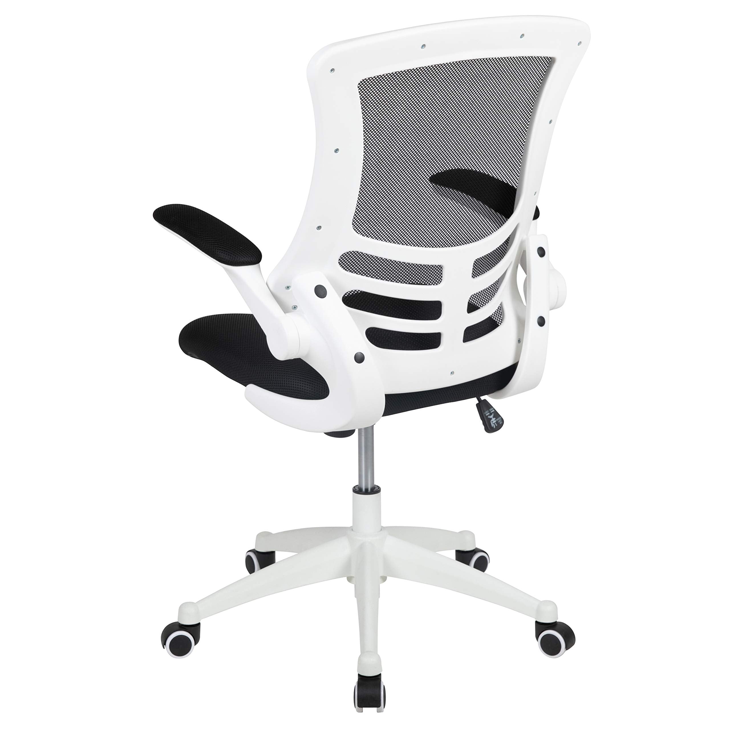 Office Chair, Ergonomic, Mid-Back, White Frame, Black Mesh with Swivel