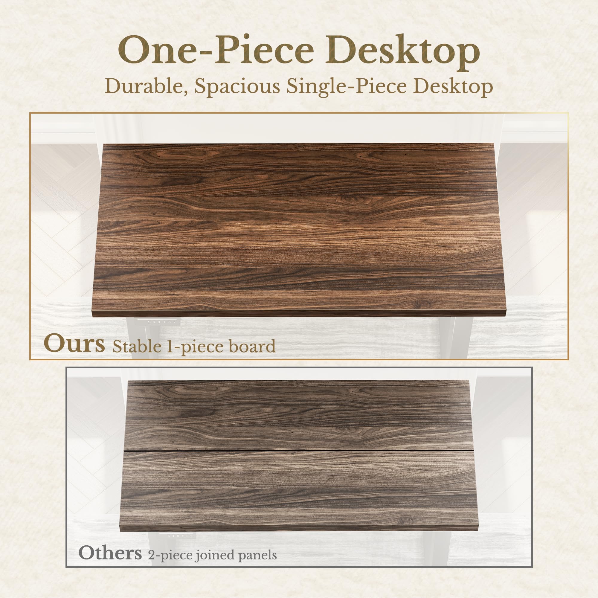 Electric Standing Desk, 48 Inch Adjustable Height Sit Stand Up Desk with 1.18" Thickness Whole-Piece Desktop, Computer Office Desk for Home Office, Black Walnut