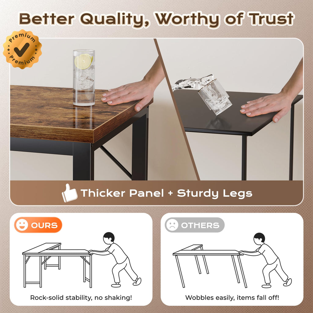 55 Inch L Shaped Desk with Power Outlets and USB-C Port, 0.95 Inch Thicker Desktop, Reversible Computer Desk, Larger Office Corner Gaming Desk, Metal Frame, for Home Office, Study, Rustic Brown