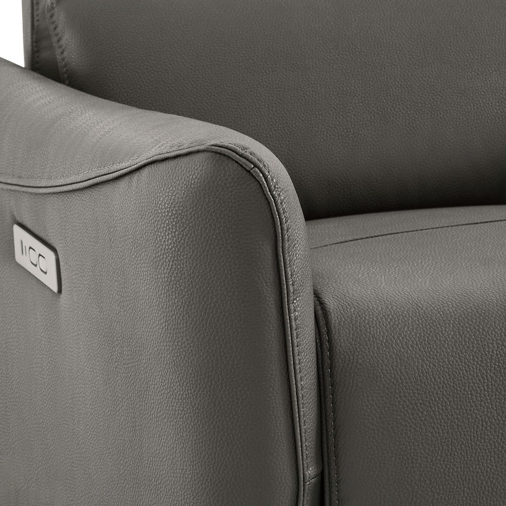 Power Recliner Chair Swivel Glider, FSC Certified Upholstered Faux Leather Living Room Nursery Reclining Sofa Chair with Lumbar Support, Charcoal