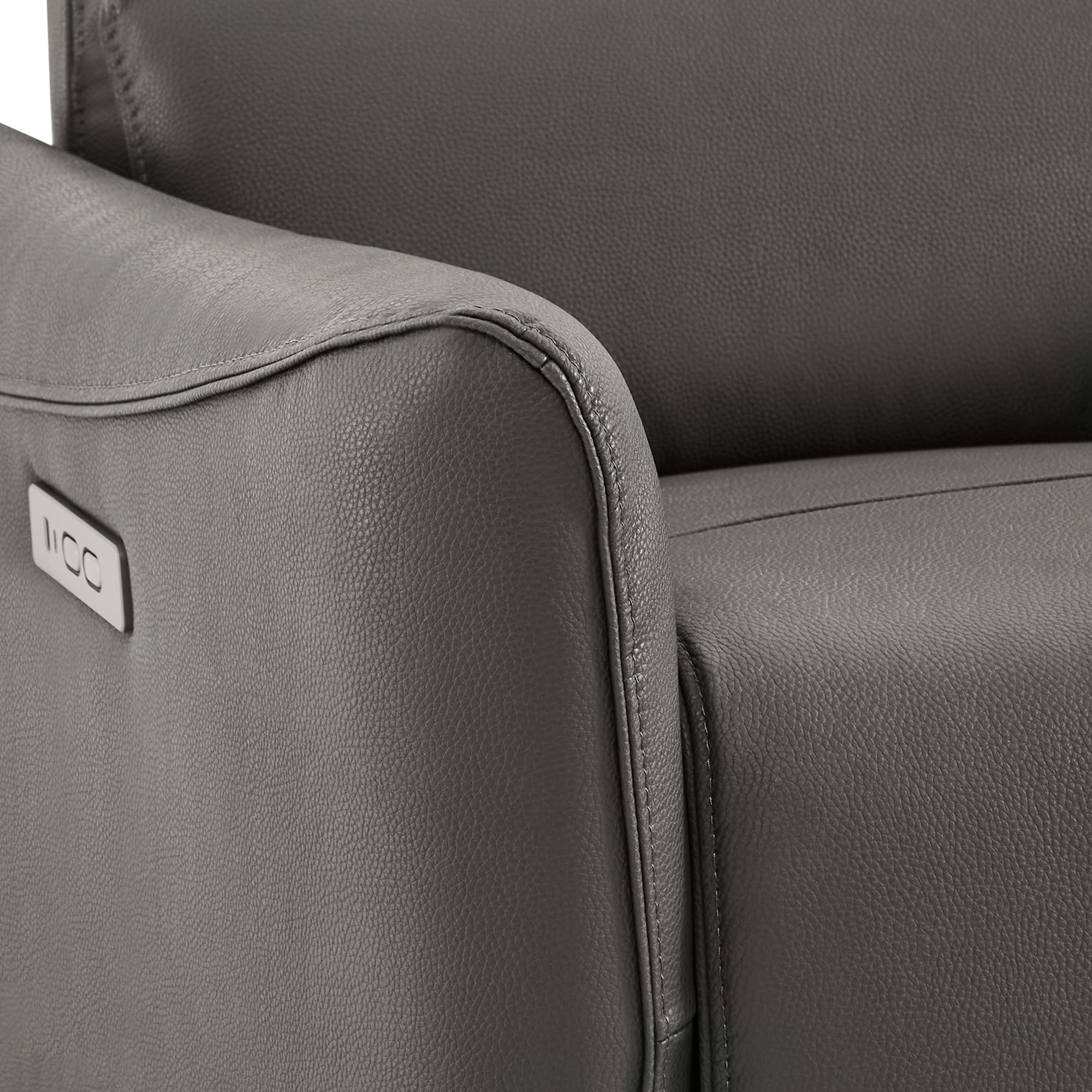 Power Recliner Chair Swivel Glider, FSC Certified Upholstered Faux Leather Living Room Nursery Reclining Sofa Chair with Lumbar Support, Charcoal