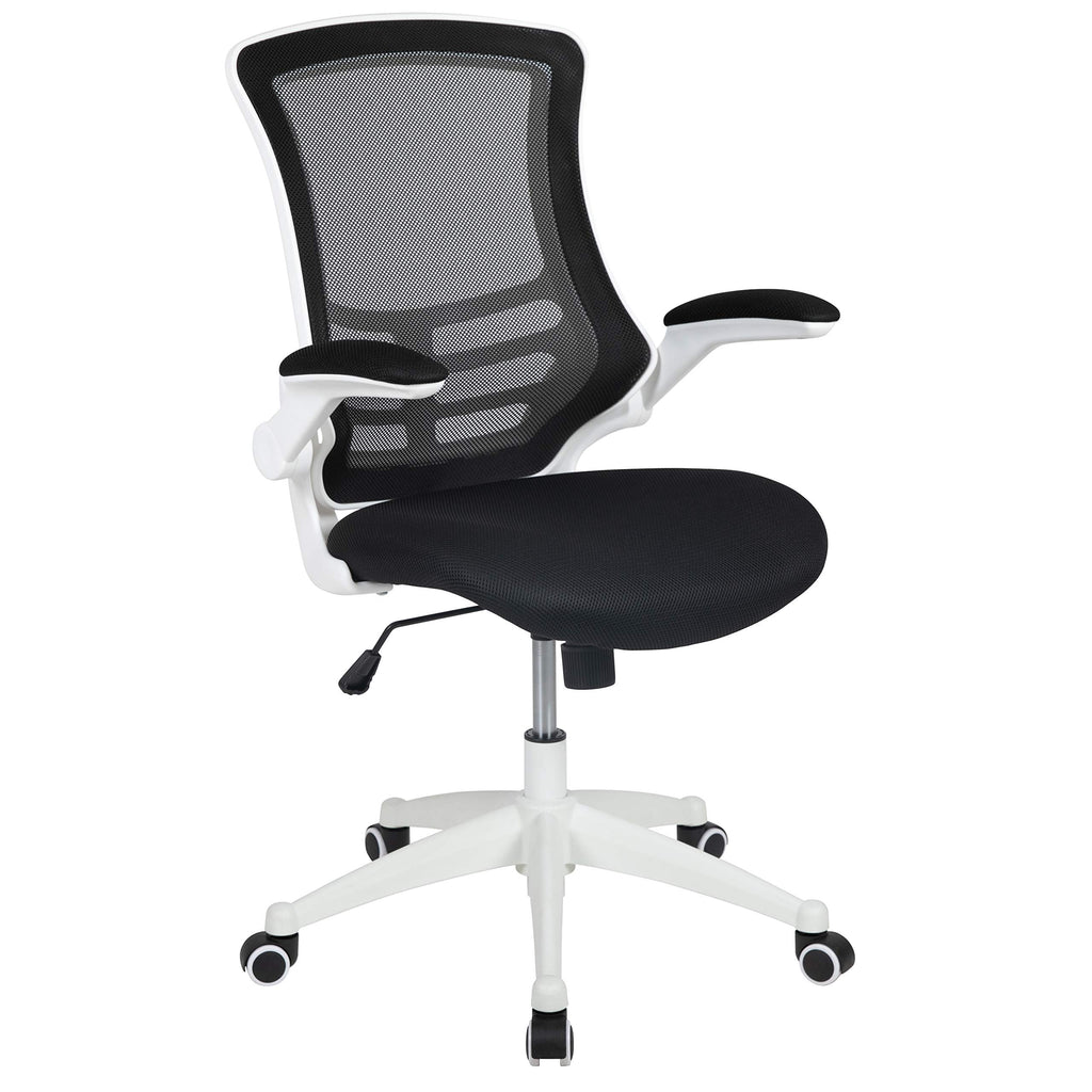 Office Chair, Ergonomic, Mid-Back, White Frame, Black Mesh with Swivel