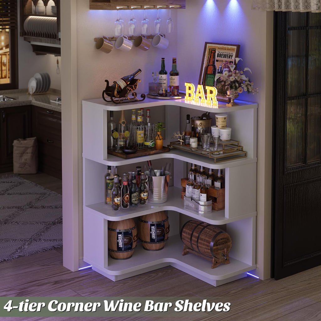Corner Book Shelf, 4-Shelf L Shaped Corner Bookshelf with Baffle