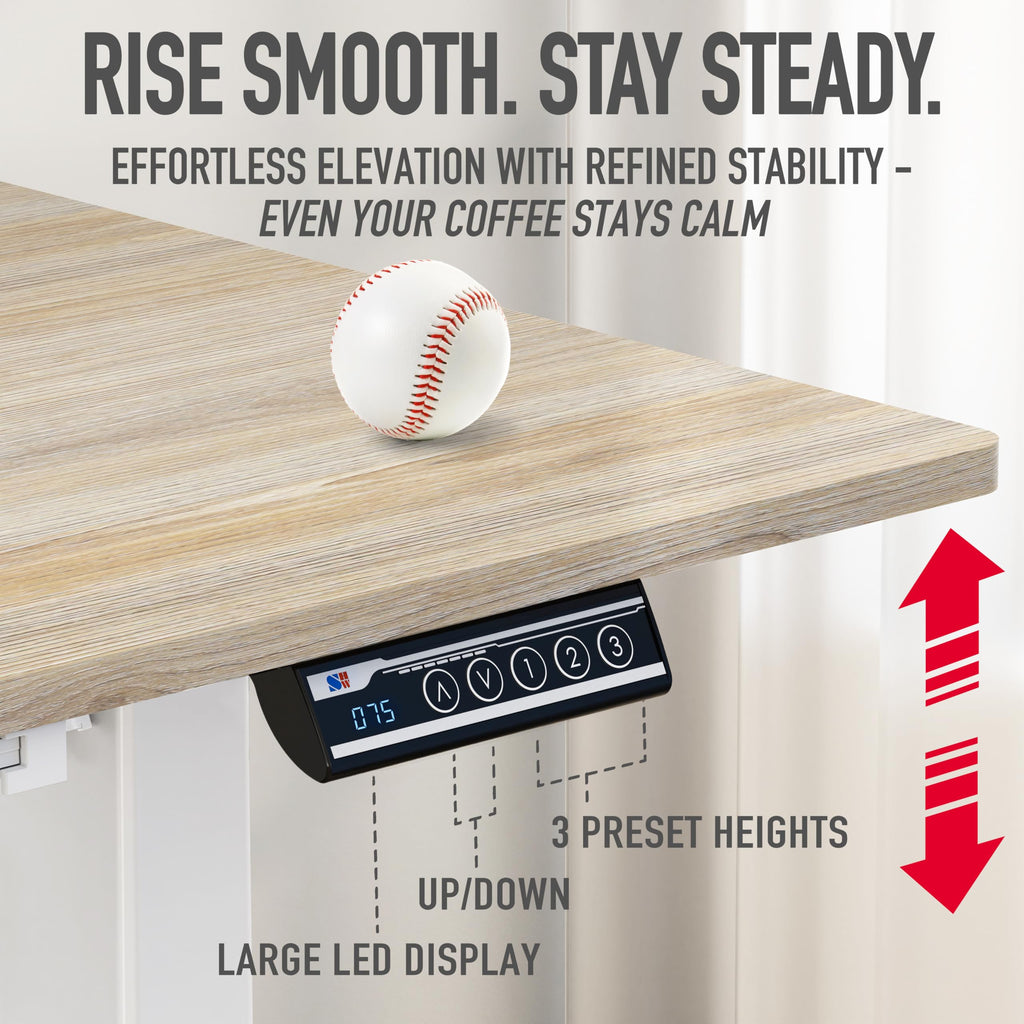 40-Inch Electric Height Adjustable Standing Desk with Drawer, Memory Preset and Cable Management Tray, Maple