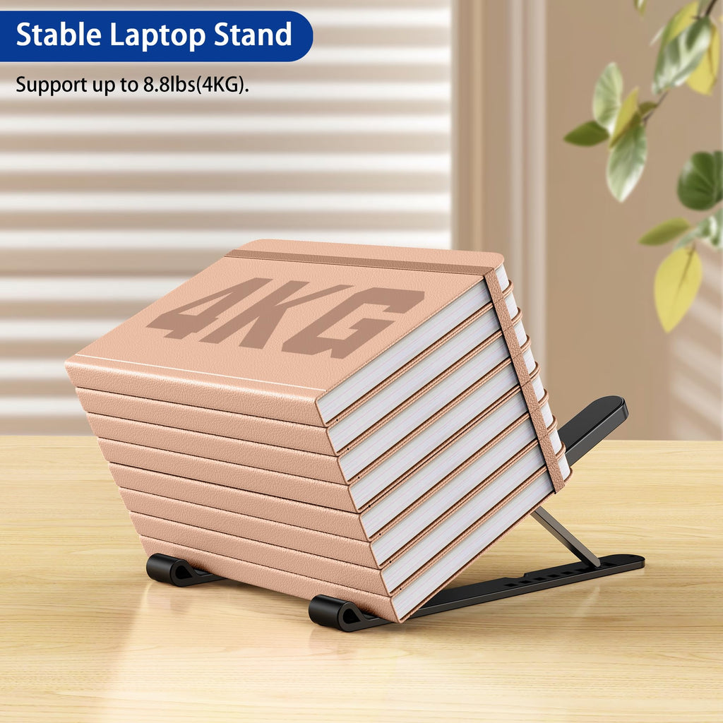 Pro Ergonomic Laptop Stand, Plastic Laptop Riser, Portable and Adjustable Notebook Computer Holder Compatible with 10-14" Laptops (Black)