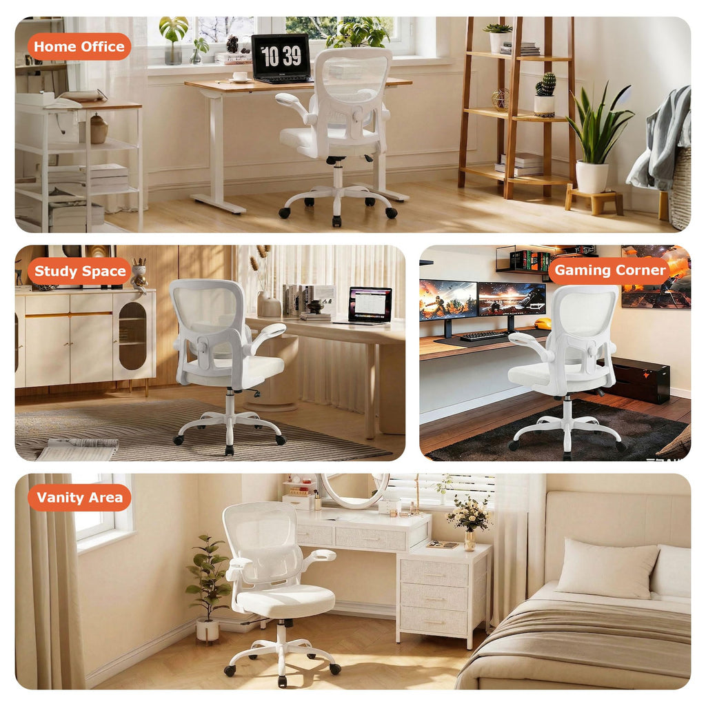 Office Chair Ergonomic Desk Chairs with Adjustable Lumbar Support, High Back Breathable Mesh Chair with Wheels& Flip-up Armrests,Rolling Swivel Comfy Task Computer Chair for Home Work Gaming