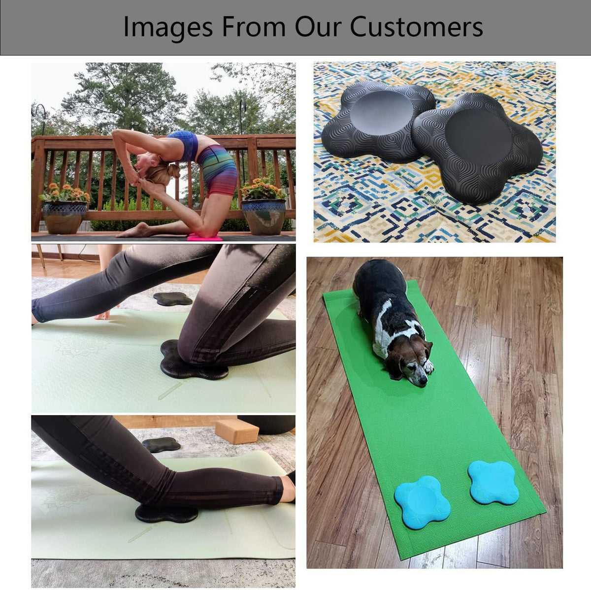 Yoga Knee Guards (Set of 2) - Male and Female Yoga Props and Accessories for Fitness, Travel, Meditation, Kneeling, Balance, Floor, Pilates Pads for Knee and Elbow (black)