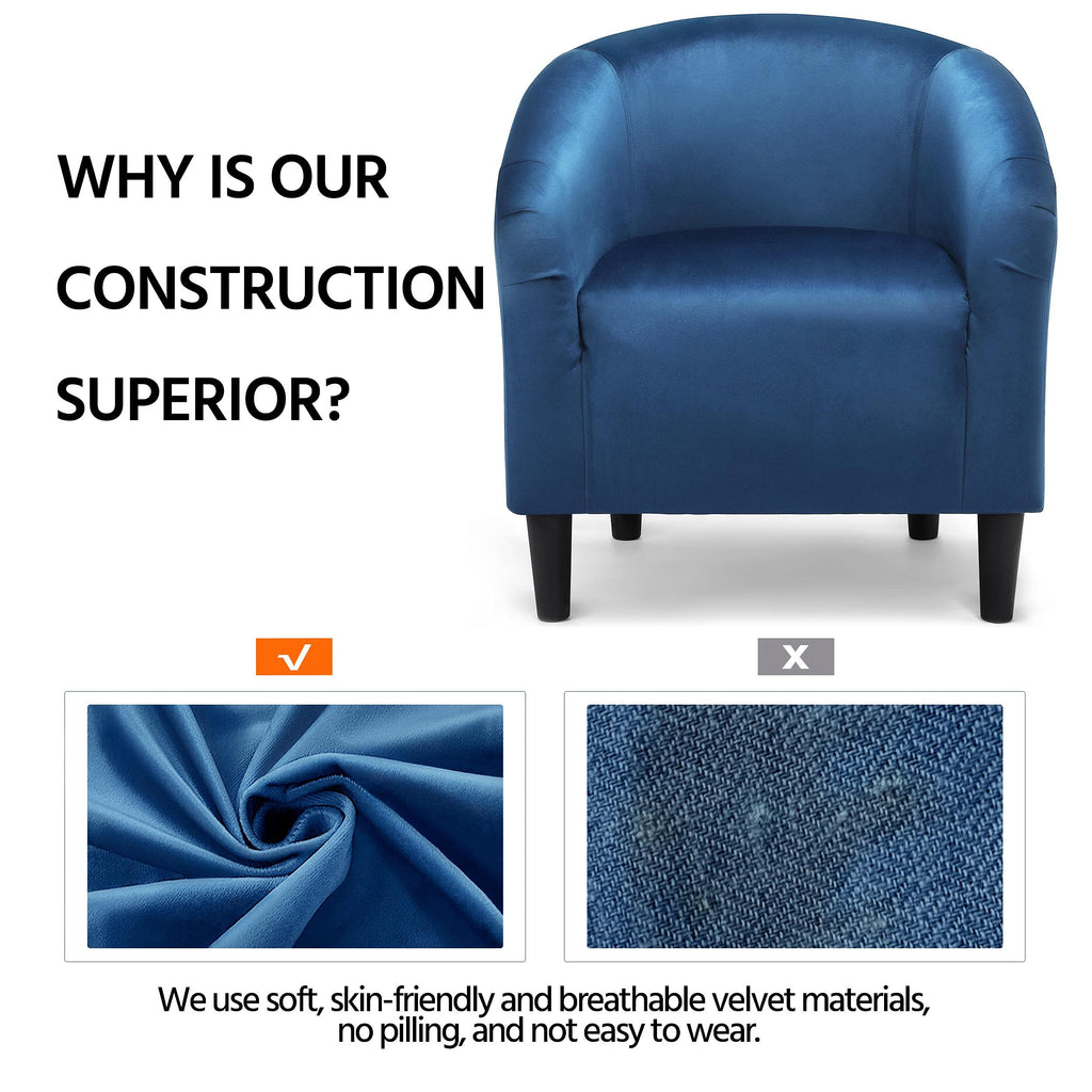 Accent Barrel Chair, Velvet Club Chair, Furry Sherpa Elegant Armchair with Cozy Soft Padded, Suitable for Living Room Bedroom Reception Room Office, Pagoda Blue