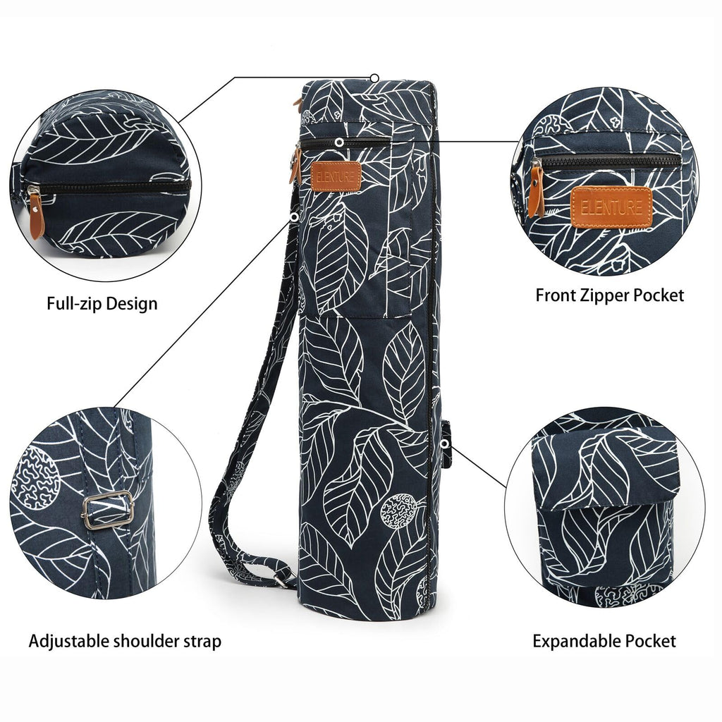 Yoga Mat Bag for Women & Men, Full-Zip Canvas Pilates Bag with Pockets