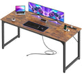 63 X 24 Inch Office Computer Desk with Power Outlets and USB-C Port, Larger and Longer Gaming Desk, for Home Office, Study, Writing Work from Home Table, Metal Frame, White
