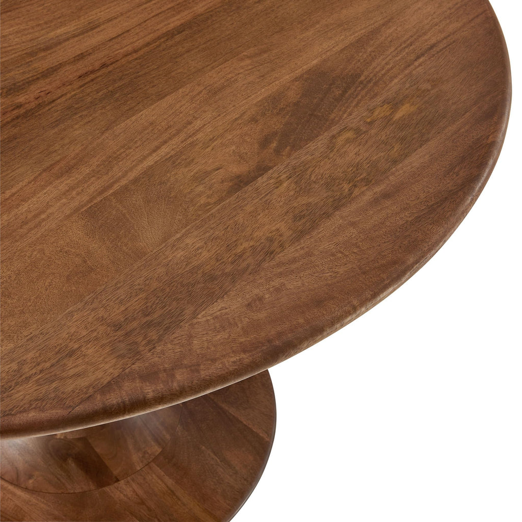 Modway Lippa 48 Inch Round Wood Dining Table in Walnut – Solid Mango Wood Tabletop with Pedestal Base - Mid Century Modern Dining Room Furniture - Kitchen Table for 4-6 Person