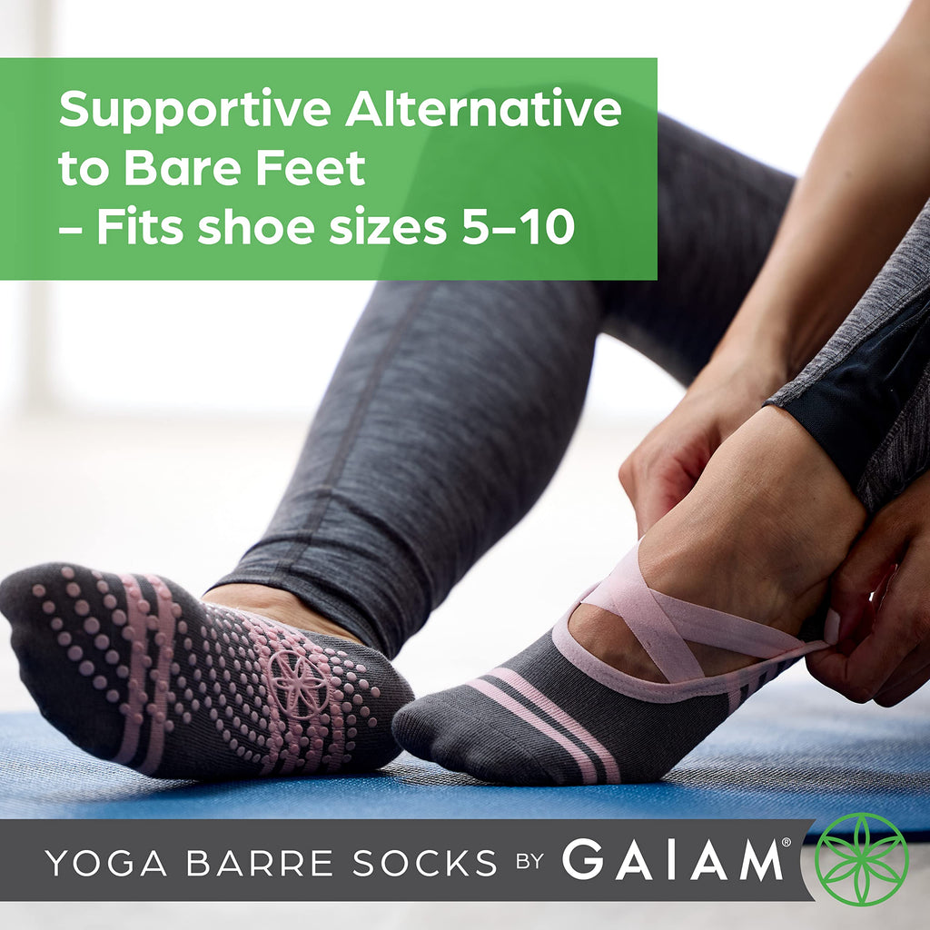 Grippy Yoga Socks, Non-Slip, Barre & Pilates (Blk/Grey)