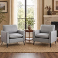 Accent Chairs Set of 2, Faux Leather Chairs, Mid Century Modern Comfy Living Room Chairs, Cozy Office Reading Chair, Reception Armchairs for Office, Bedroom, Waiting Room (Grey) (2)