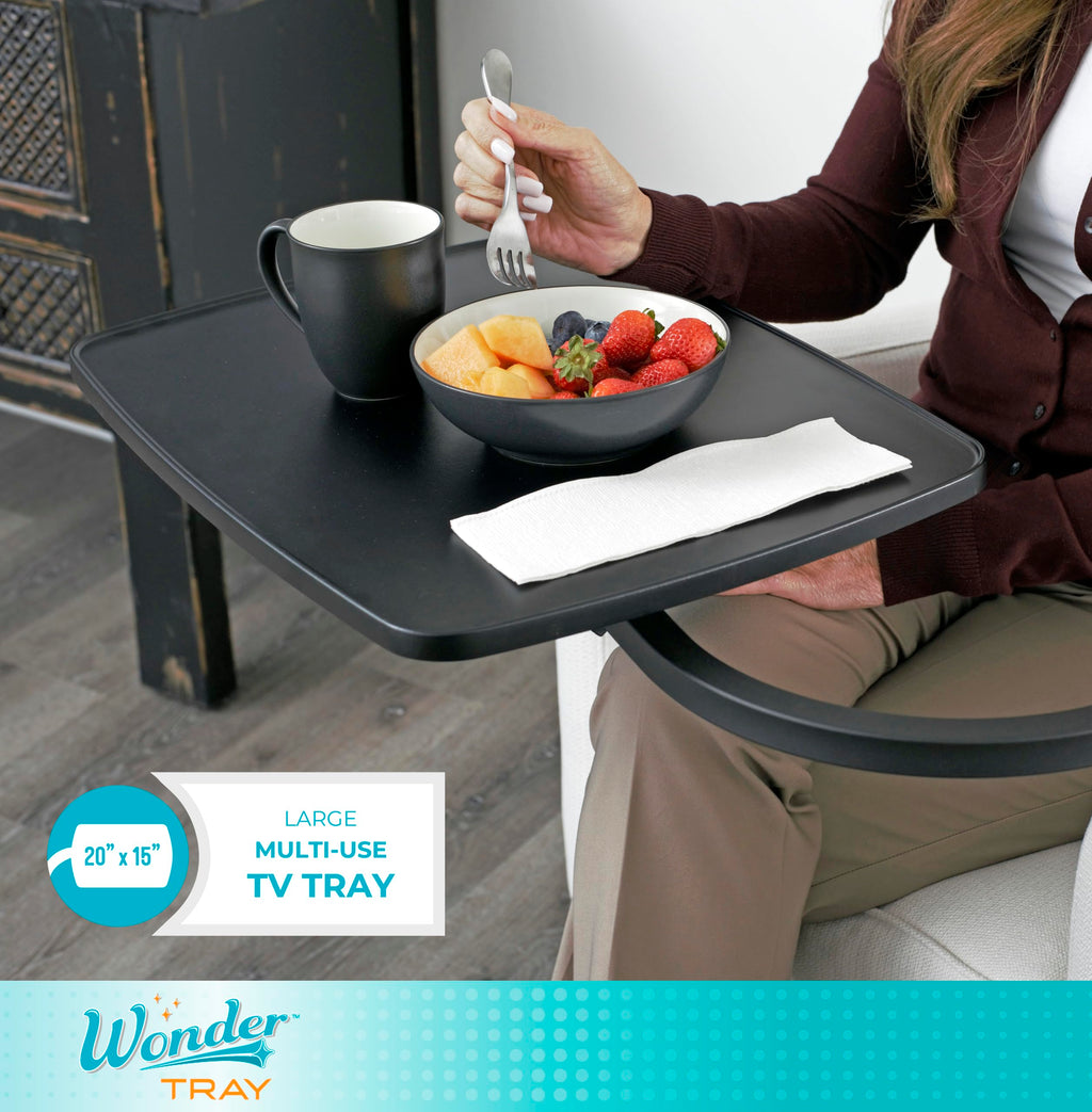 Wonder Tray, Adjustable Swivel Table, Large Laptop Stand, Couch Desk, Side Tables & Gaming Bench, TV-Trays for Eating on Couches, Chairs, Recliners, Black