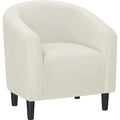 Accent Barrel Chair, Corduroy Fabric Club Chair, Furry Sherpa Elegant Armchair with Cozy Soft Padded, Suitable for Living Room Bedroom Reception Room Office, Beige