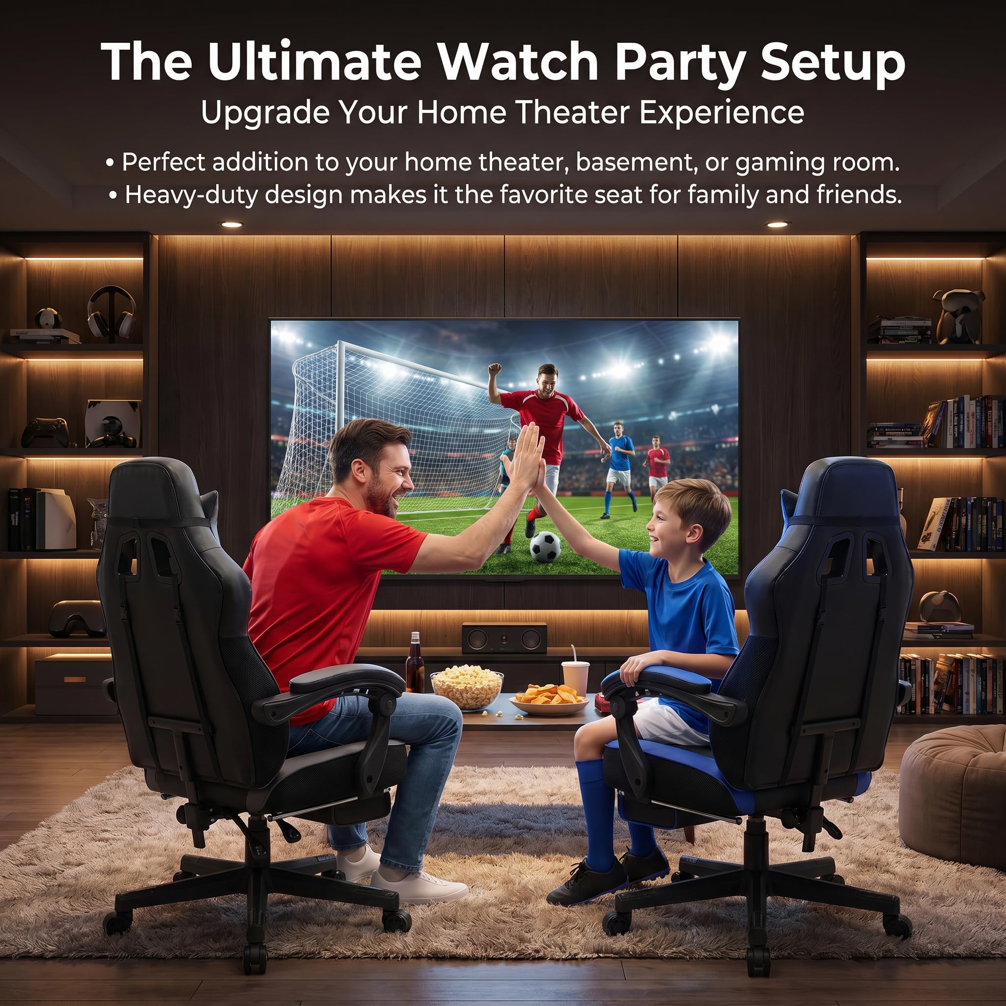 Gaming Chairs for Adults, Computer Chair with Footrest and High Back, Big and Tall Gamer Chair's with Massage Lumbar Support, 360° Swivel Height Adjustable Gaming Chair, Grey