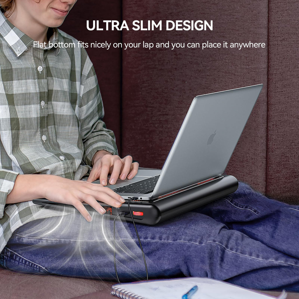 Laptop Cooling Pad - 12"-15.6" Laptops Cooler, Powerful Cooler and Ultra Quiet for Gaming Laptops Pad, 2 Wind Speed Adjustable, USB A & C Powered Cooler Stand with Laptop Fan LED (Red)