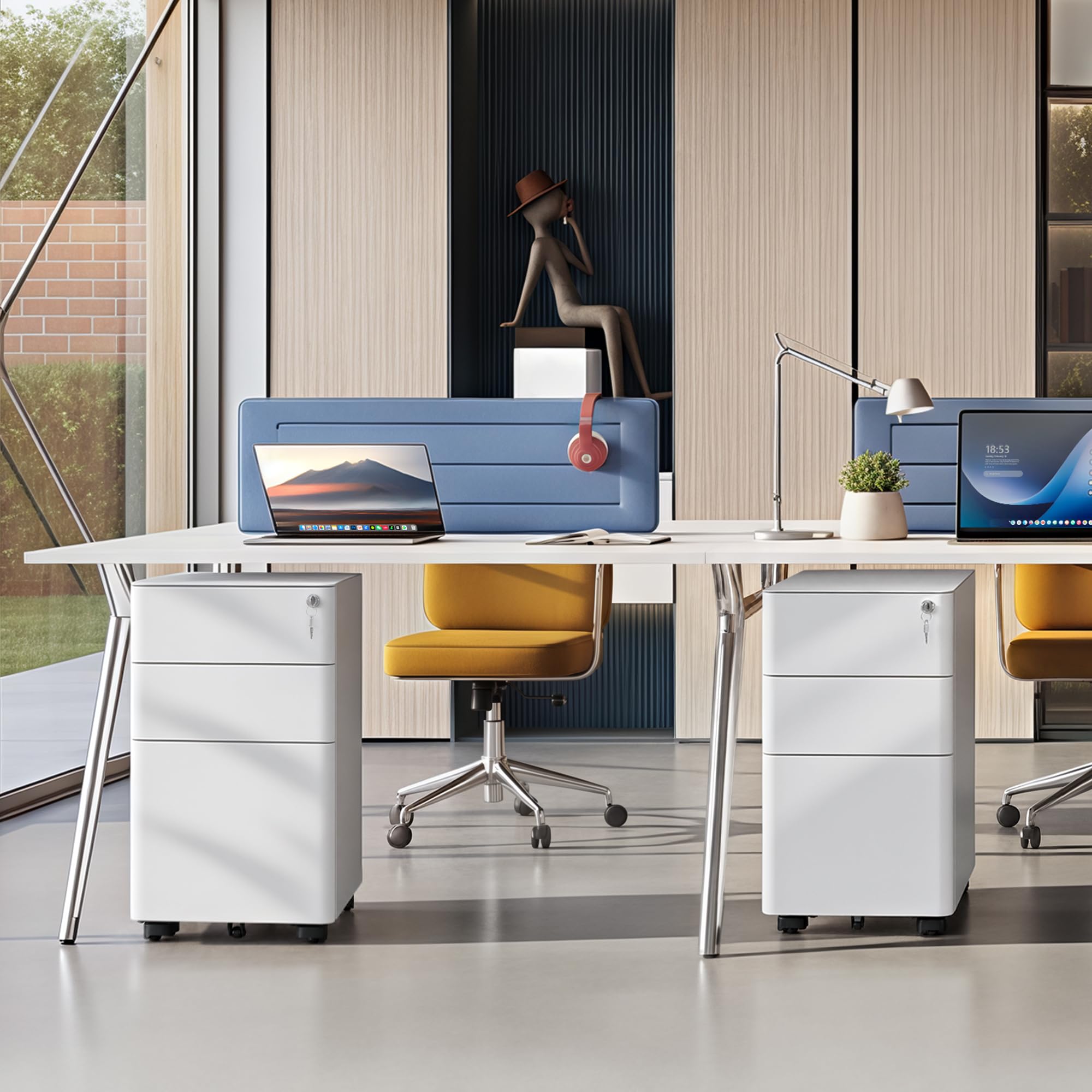 3 Drawer File Cabinet on Wheels, Fully Assembled Except Casters