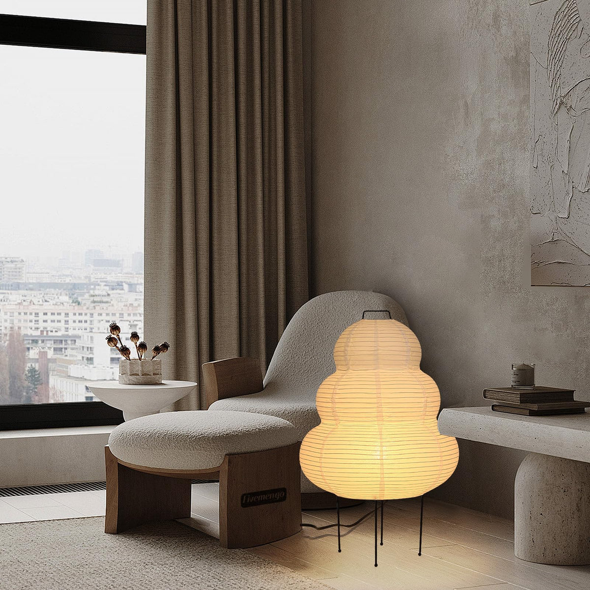 Paper Lamp Floor Lamp, White Paper Lantern Lights with 3CCT Bulb