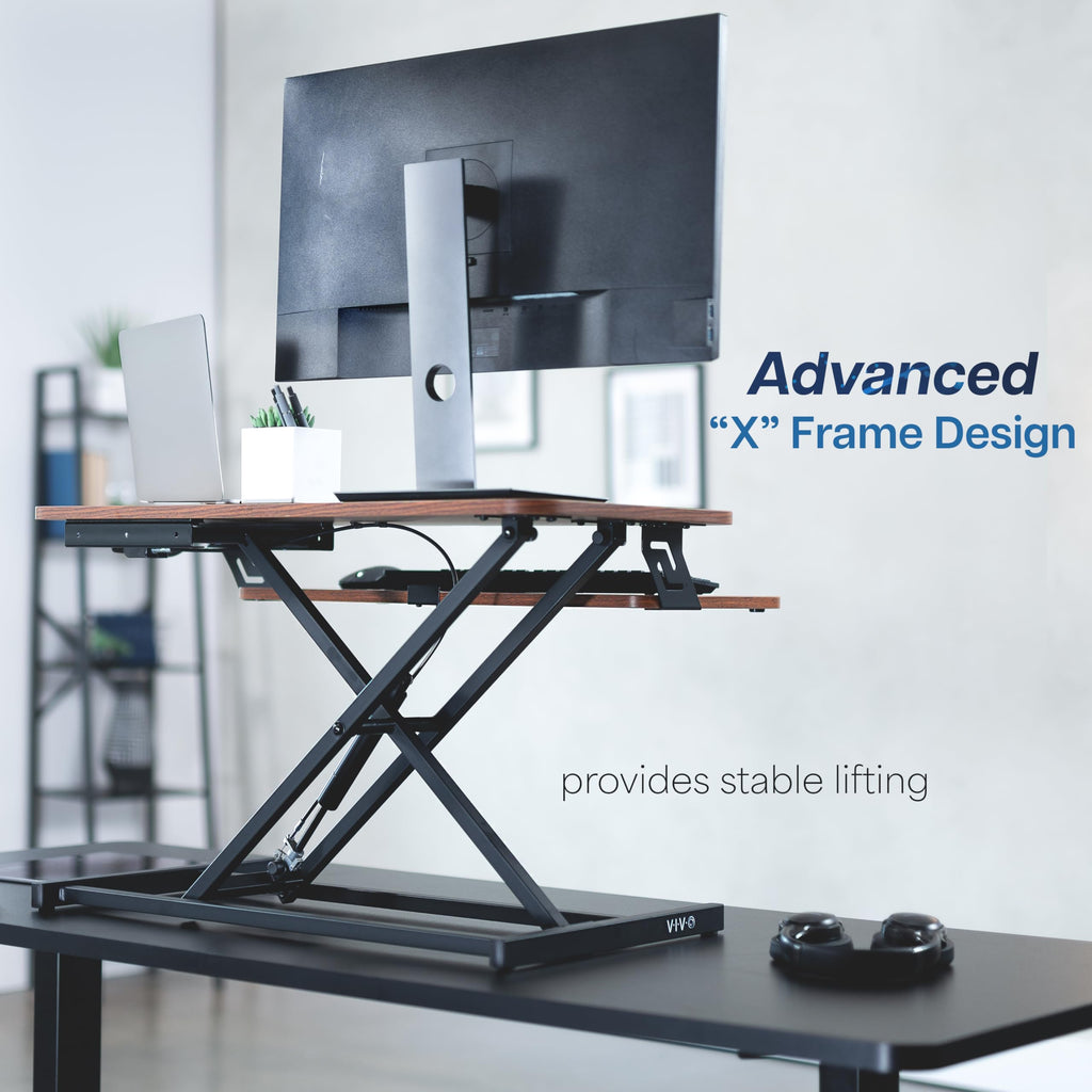 Dark Walnut 32 inch Stand Up Desk Riser