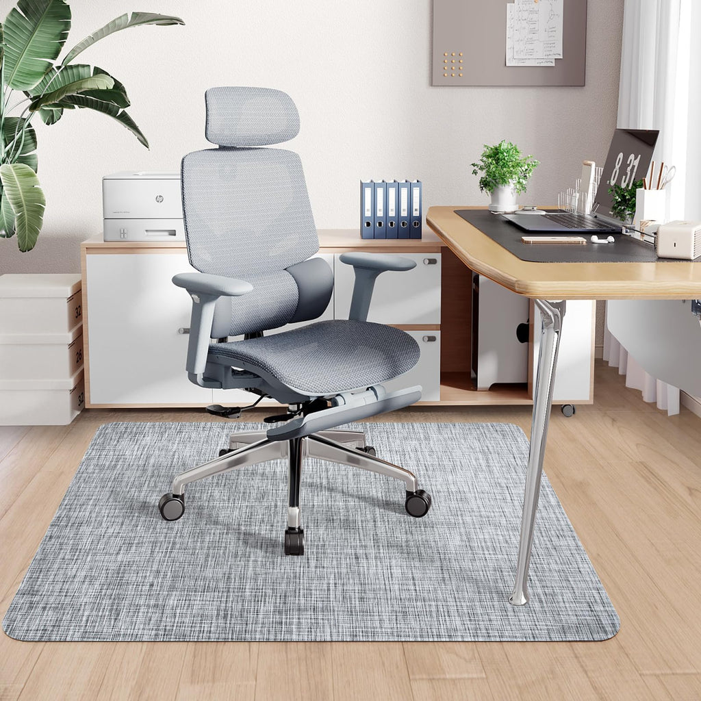 Office Chair Mat for Hardwood & Tile Floor,Computer Gaming Chair Mat for Rolling Chairs Non-Curve, Anti-Slip, Heavy Duty Floor Protector for Home Office,Grey (36" x 48")