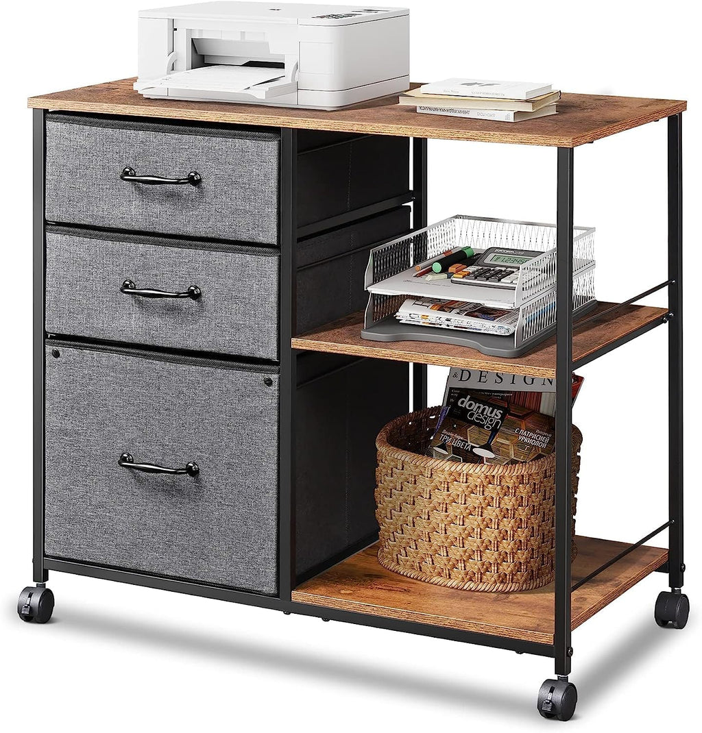 3 Drawer Mobile File Cabinet with Open Storage Shelf