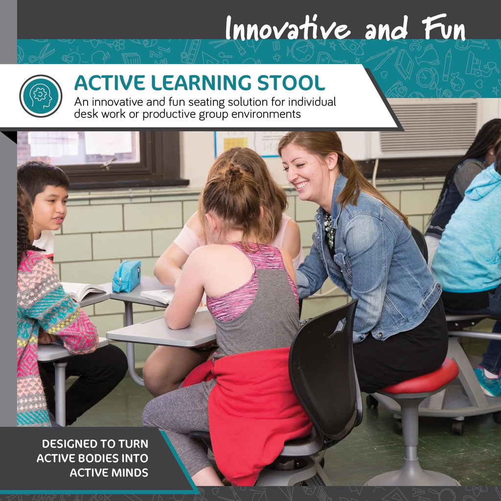 Adjustable Height Active Learning Stool for Office Desks and Classrooms, Foam-Padded Backless Wobble Stool with Rocking Motion, Black