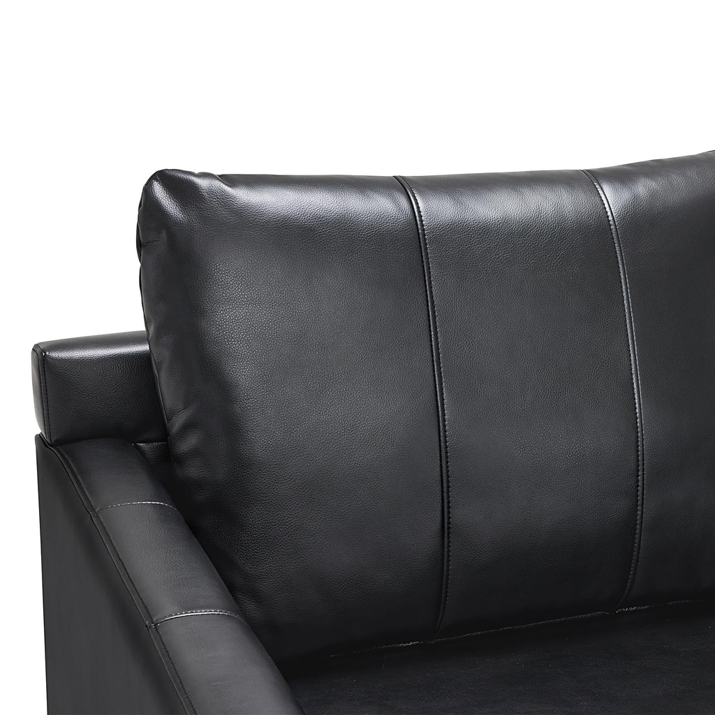 Modern Accent Chair, Faux Leather Lounge Armchair with Sloped Arms, for Living Room, Office, Reception, Waiting Room 4629 (1, Black)
