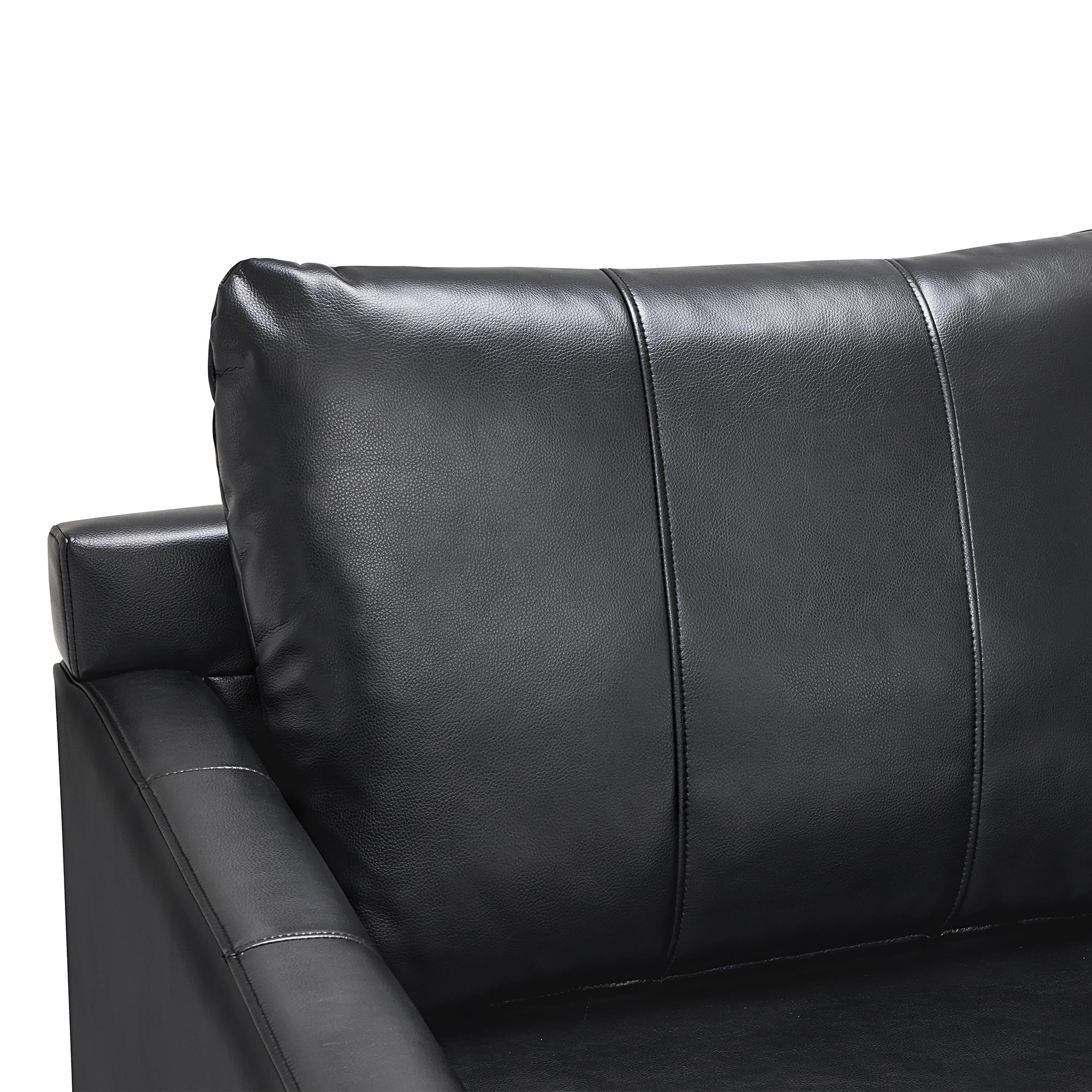 Modern Accent Chair, Faux Leather Lounge Armchair with Sloped Arms, for Living Room, Office, Reception, Waiting Room 4629 (1, Black)
