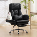 Criss Cross Office Desk Chair with Foot Rest and Flip Armrests for Pets Friendly & Extra Space, Comfortable Ergonomic Reclining Gaming Computer Chair with Lumbar Pillow(Faux Leather Black)