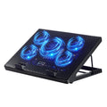 Laptop Cooling Pad, Laptop Cooler with 5 Quiet Fans for 12"-17" Computer PC Notebook Gaming Laptop Fan, Height Adjustable Laptop Cooling Stand Laptop Accessories, Blue