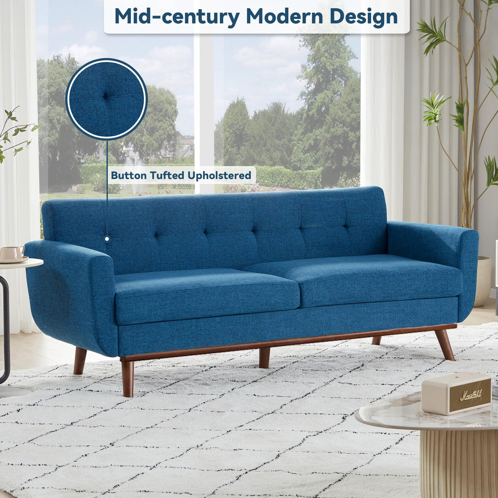 77.2" W Loveseat Sofa, Solid & Easy to Install Small Couch for Bedroom Office Apartment, Blue