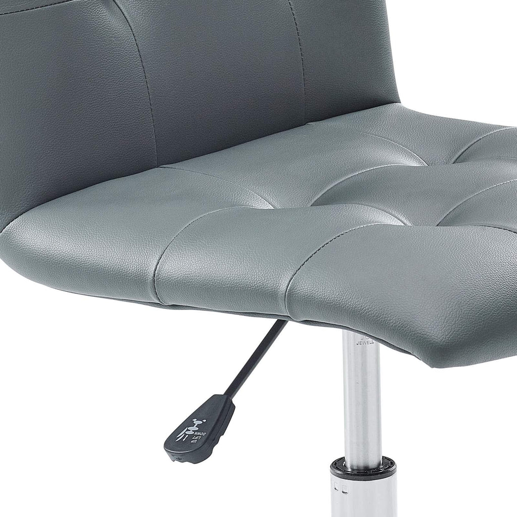 Prim Ribbed Armless Mid Back Swivel Conference Office Chair In Gray