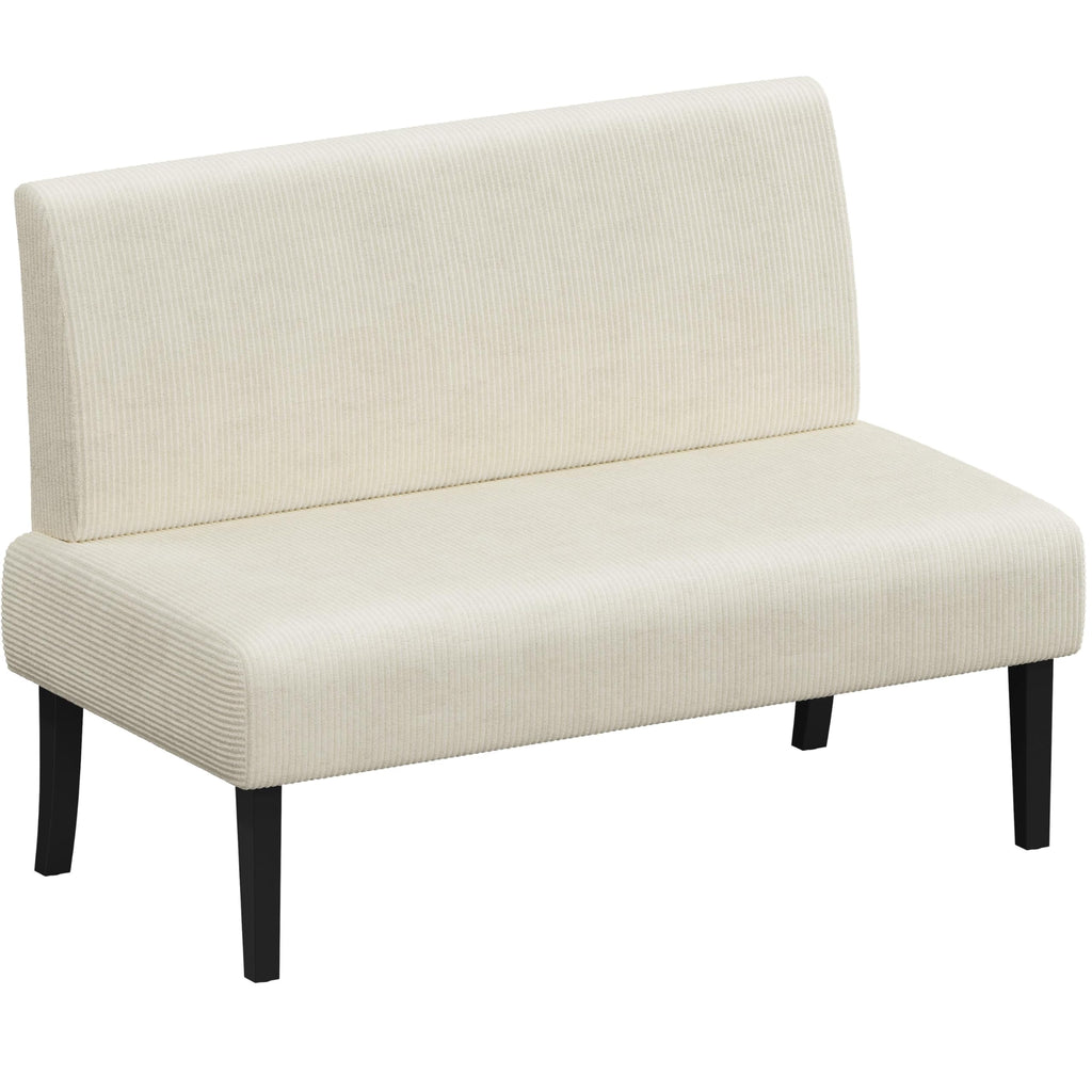 Small Mini Sofa Couch Armless Loveseat Futon for Bedroom, Corduroy Fabric & Easy Assembly, for Small Spaces Living Room,Dorm,Office,Apartment, Beige