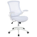 Mid-Back Swivel Office Chair with Adjustable Lumbar Support and Seat Height, Ergonomic Mesh Desk Chair with Flip-Up Armrests, White