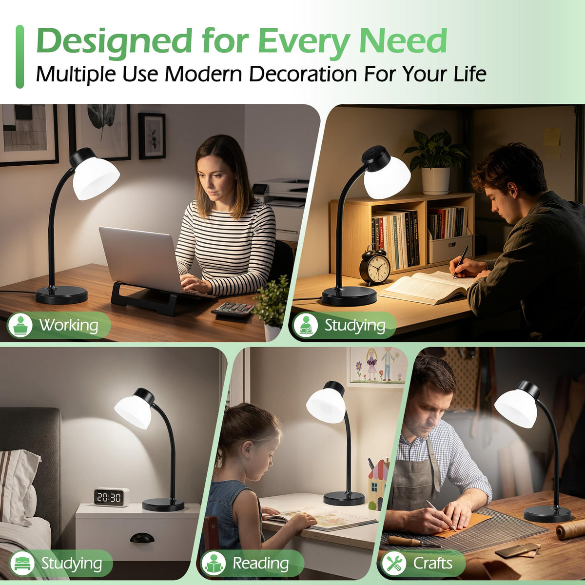Desk Lamps for Home Office,Small LED Reading Lamp,5000K Eye-Care Desk Light