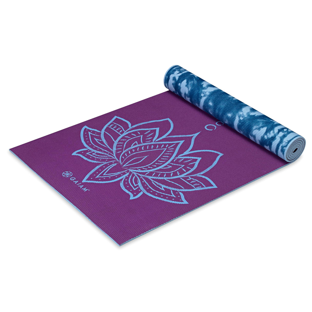Reversible Yoga Mat, 6mm Thick Print Mat (Purple Lotus)