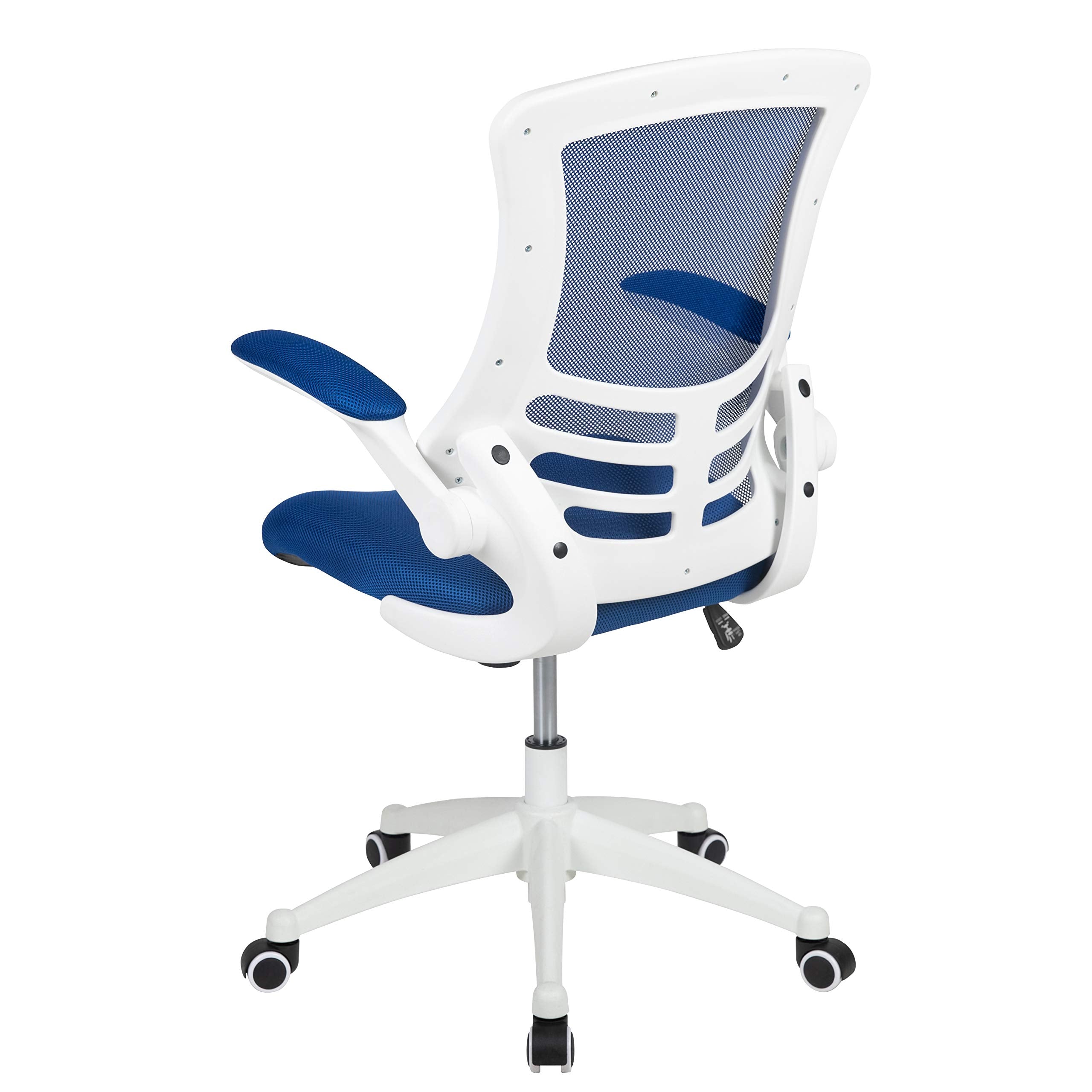 Office Chair, Ergonomic, Mid-Back, White Frame, Blue Mesh with Swivel