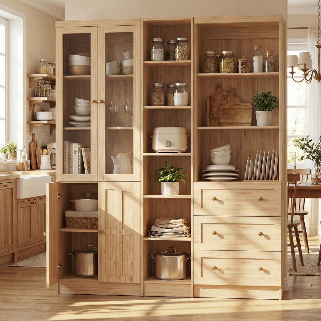 80" H Bookshelf with Adjustable Shelves and Thickened Top Panel
