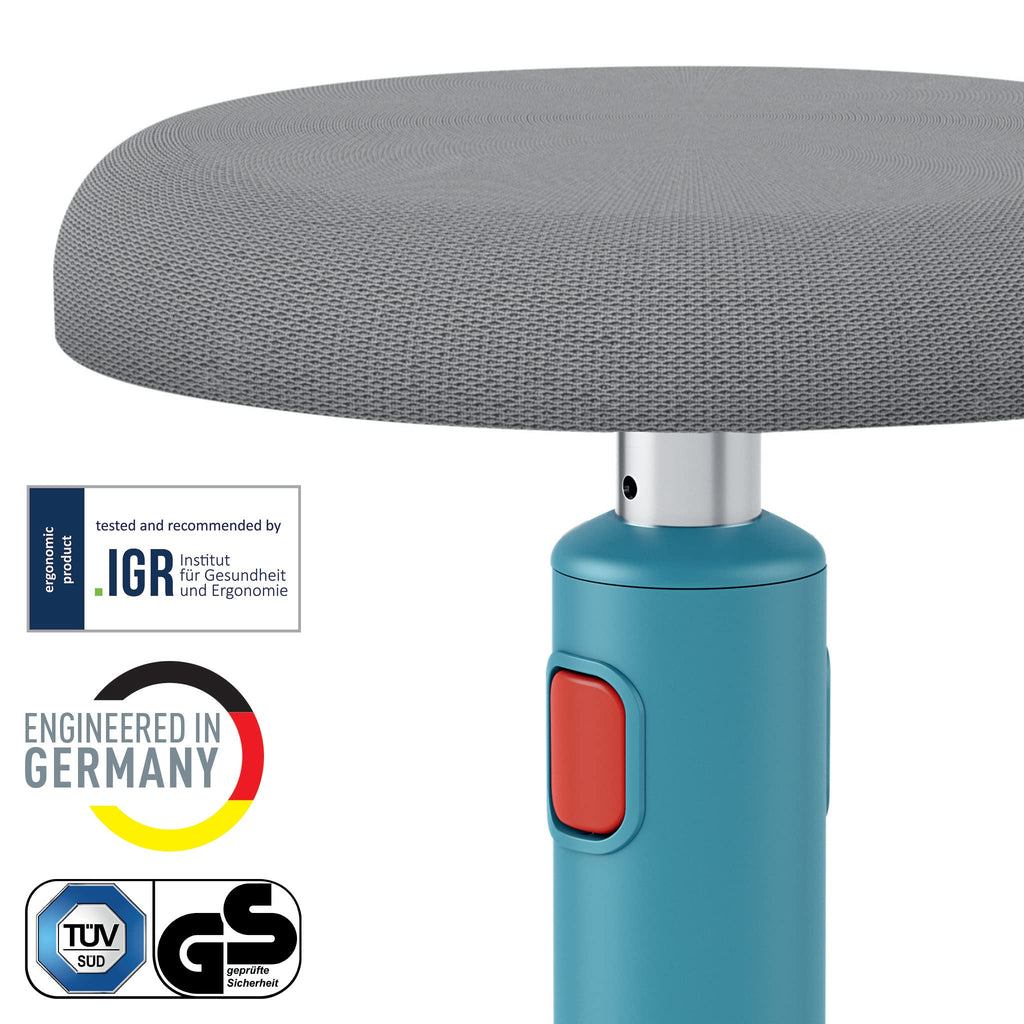 Sit Stand Stool, Ergonomic Height Adjustable 46cm to 79cm Wobble Stool, Round Swivel Office Desk Chair/Stool, Ergo Cosy Range, Calm Blue