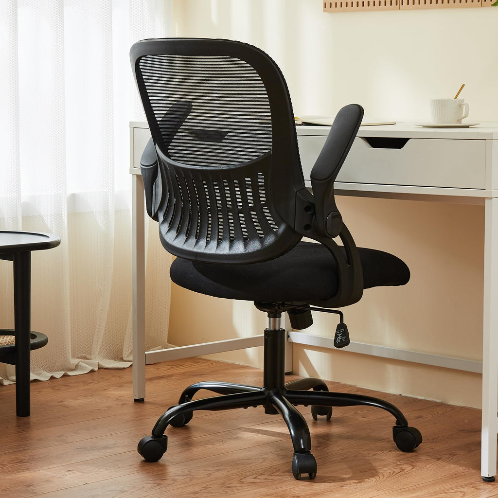 Home Office Managerial Executive Chair, Ergonomic Mesh Adjustable Swivel Mid-Back Chair with Comfortable Lumbar Support, Comfy Arms for Bedroom,Study,Student