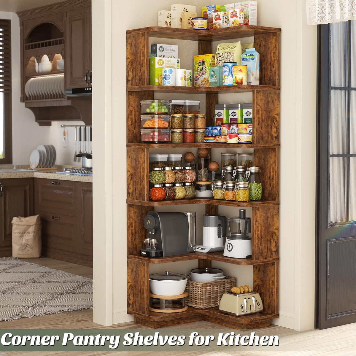 Corner Book Shelf, 6-Shelf L Shaped Corner Bookshelf with Baffle