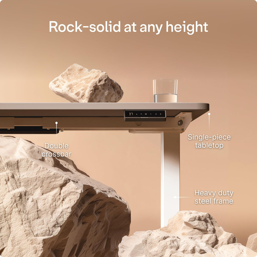 Standing Desk 54x28 — Made in Europe, Ergonomic Sit Stand Home Office Desk, Electric Height Adjustable, Dual Motor, USB & USB-C Charging, Wobble-Free, Touchscreen, 3 Memory Presets