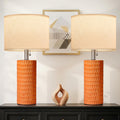 20” Modern Table Lamps Set of 2, Lamps for Bedroom, Orange