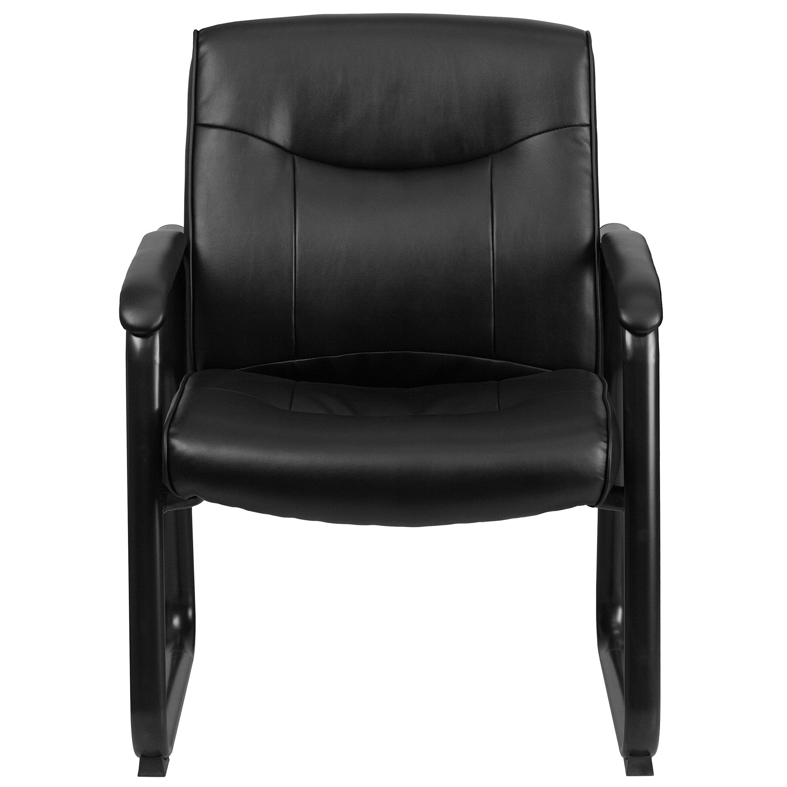 Hercules Series Big & Tall Leather Soft Executive Side Reception Chair, Padded Lobby Chair with 500-lb. Static Weight Capacity, Black