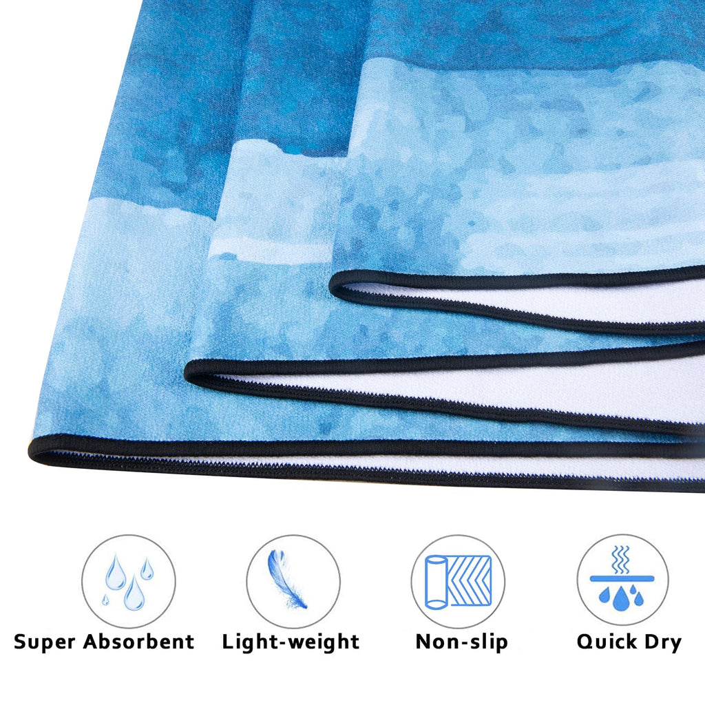Non Slip Hot Yoga Towel, 70"x26", Blue Tie Dye